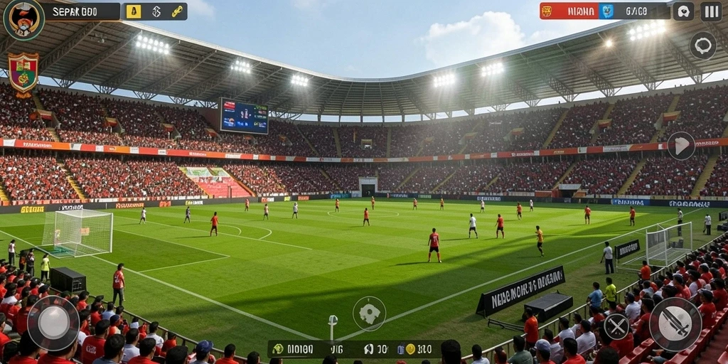 Screenshot menunjukkan level menantang yang penuh warna.